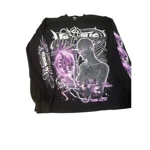 LOST HILLS”Cyber -Wireframe" Graphic Long Sleeve - NWT - Black/Purple XL